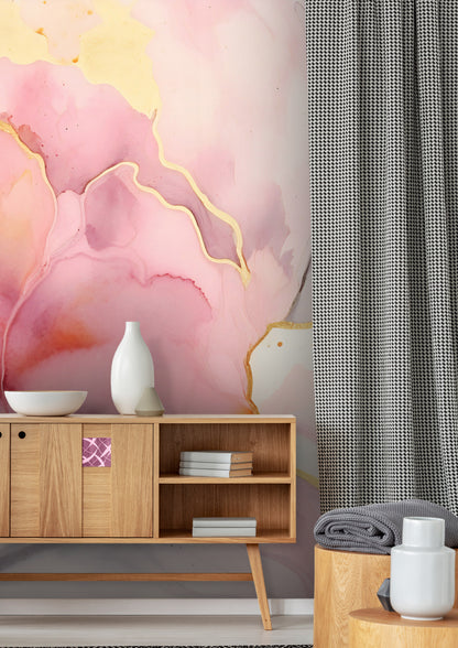 Pink and Gold Abstract Wall Decor