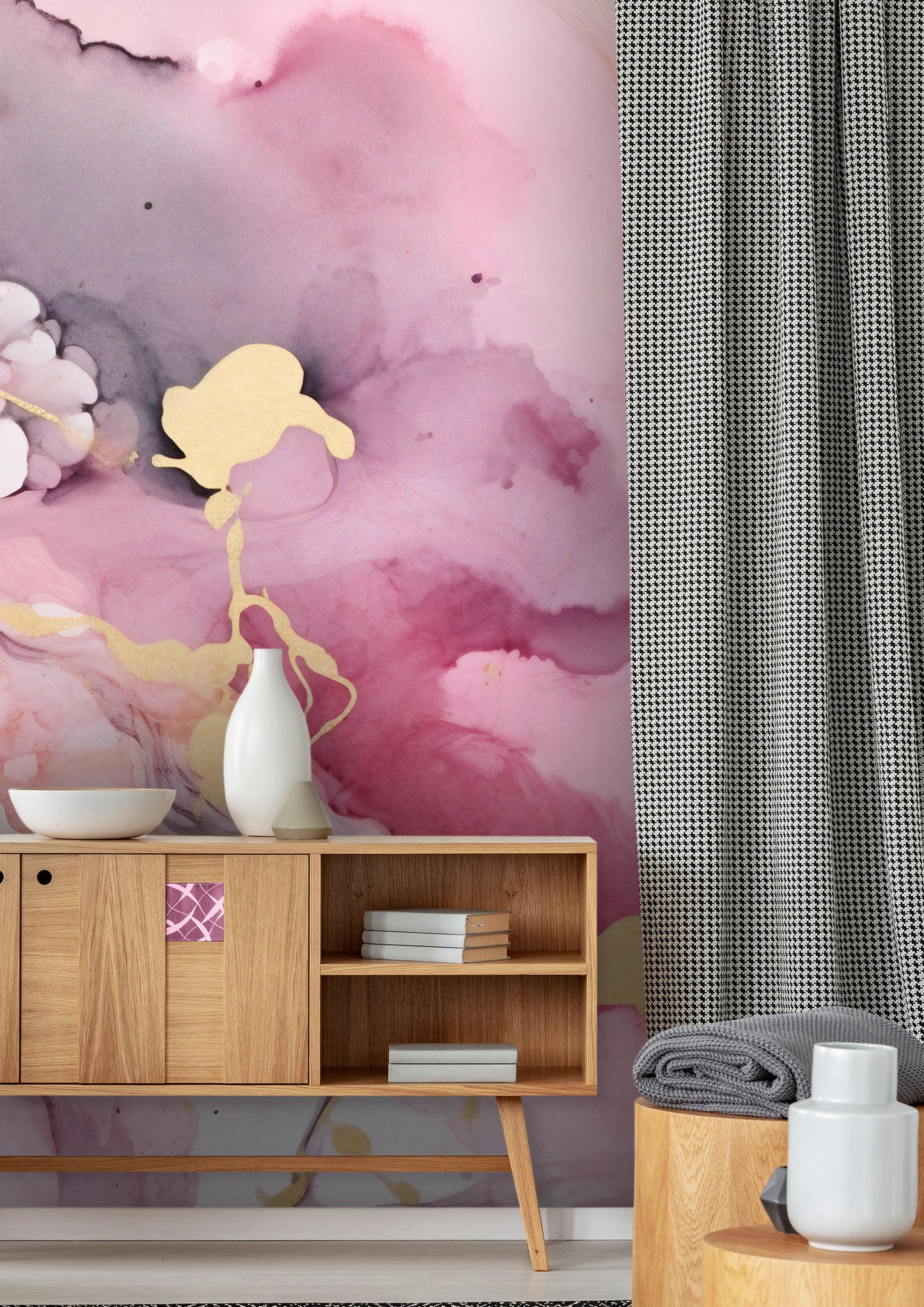 Pink and Gold Marble Removable Wallpaper