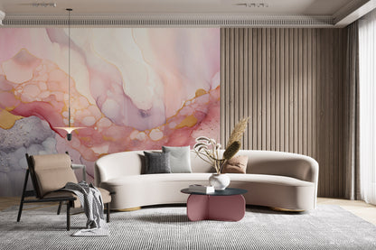 Vibrant Pink and Gold Mural