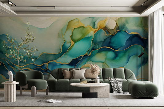 Creative Alcohol Ink Mural for Statement Wall Designs