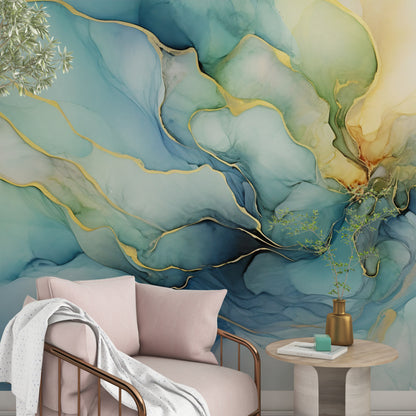 Renter-Friendly Watercolor Abstract Wall Covering