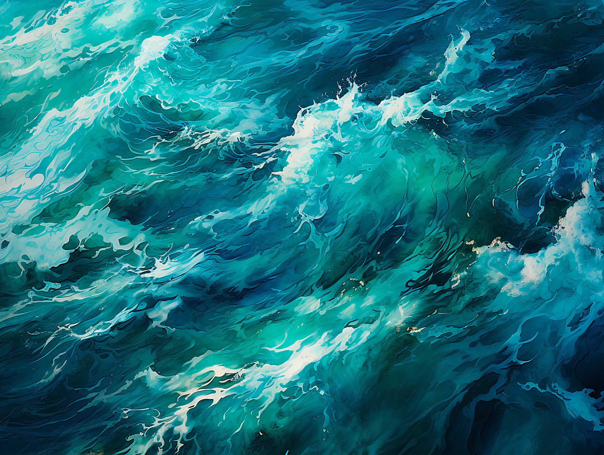 Tranquil Blue Sea Wave Mural