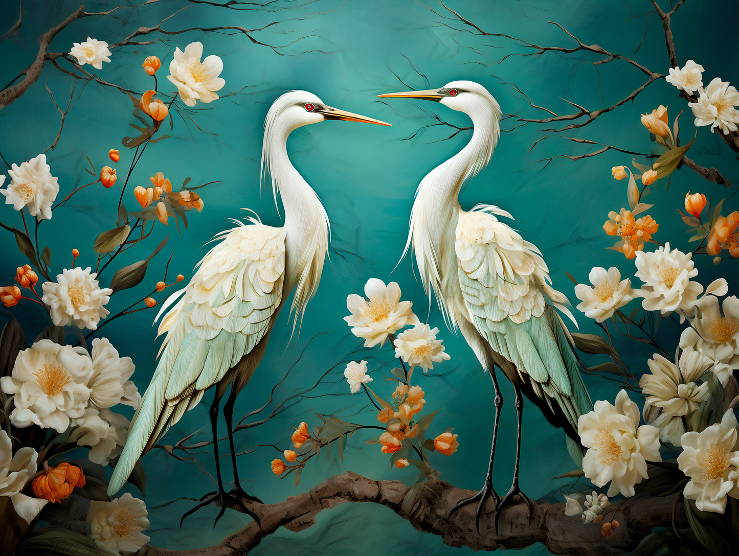 Eco-Friendly Vintage Wallpaper with Storks for a Timeless Look