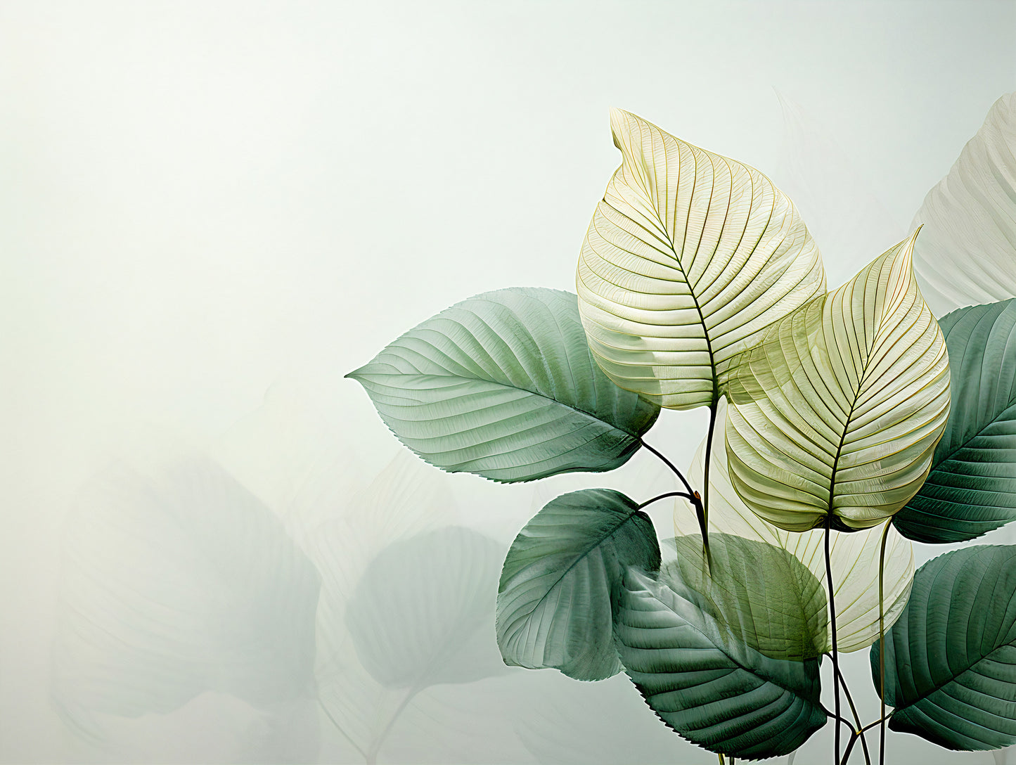 Gold Plant Wallpaper with Botanical Green Leaves