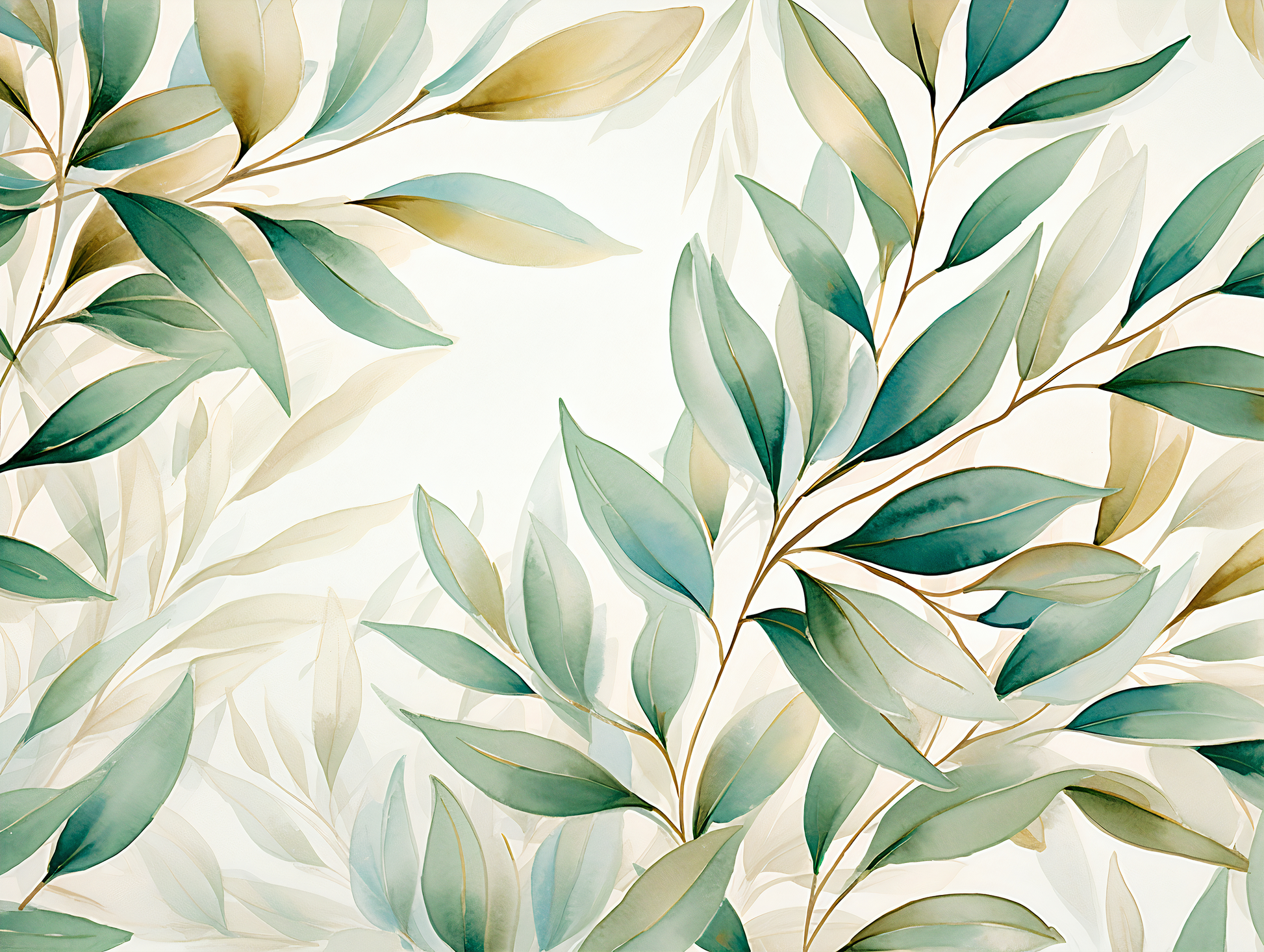 Minimalist Leaves Mural for Home Decor