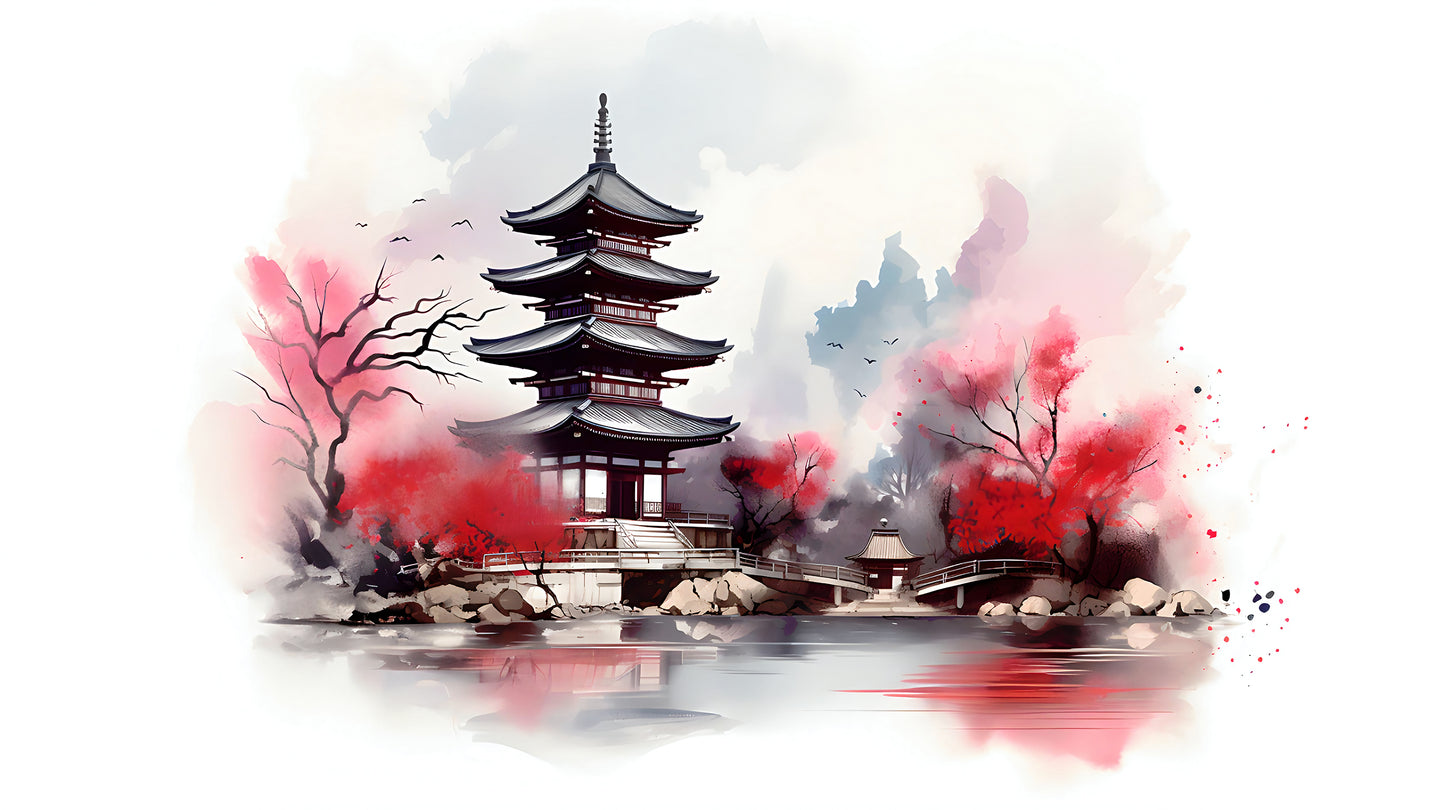 Handcrafted Chinese Style Watercolor Wall Art