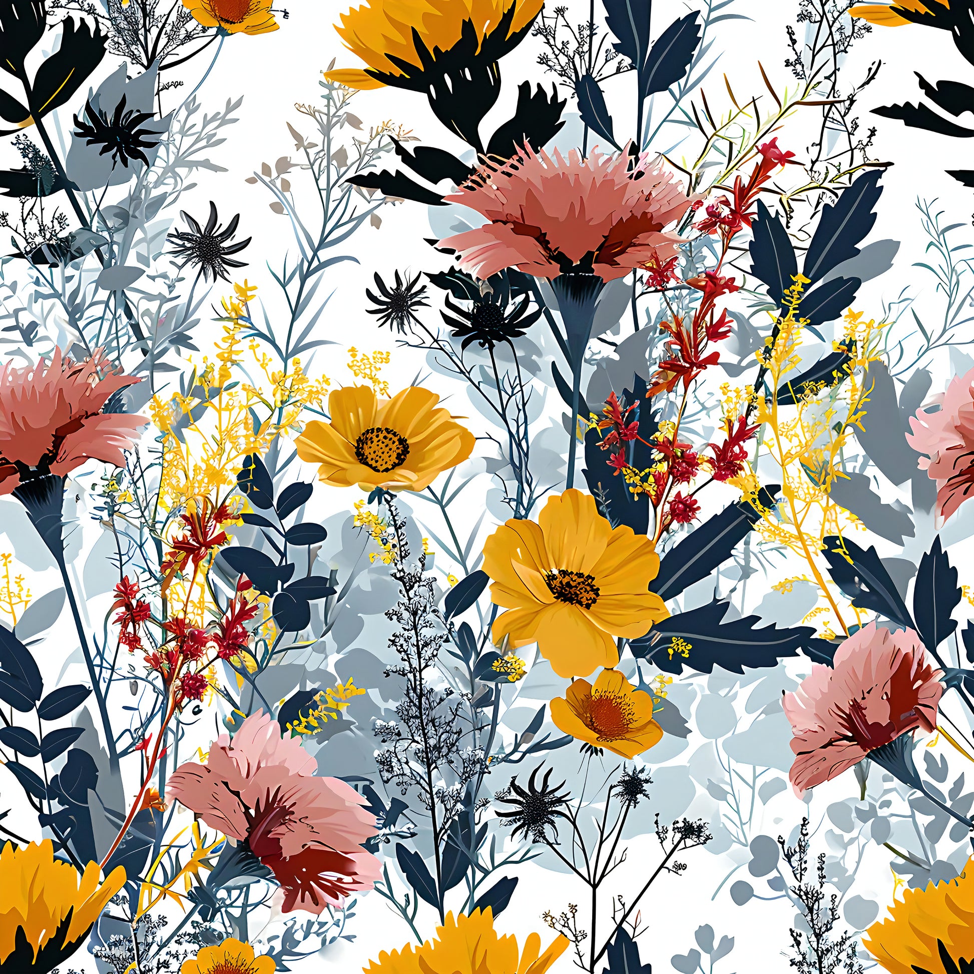 Botanical Field Floral Wall Print Removable Wallpaper