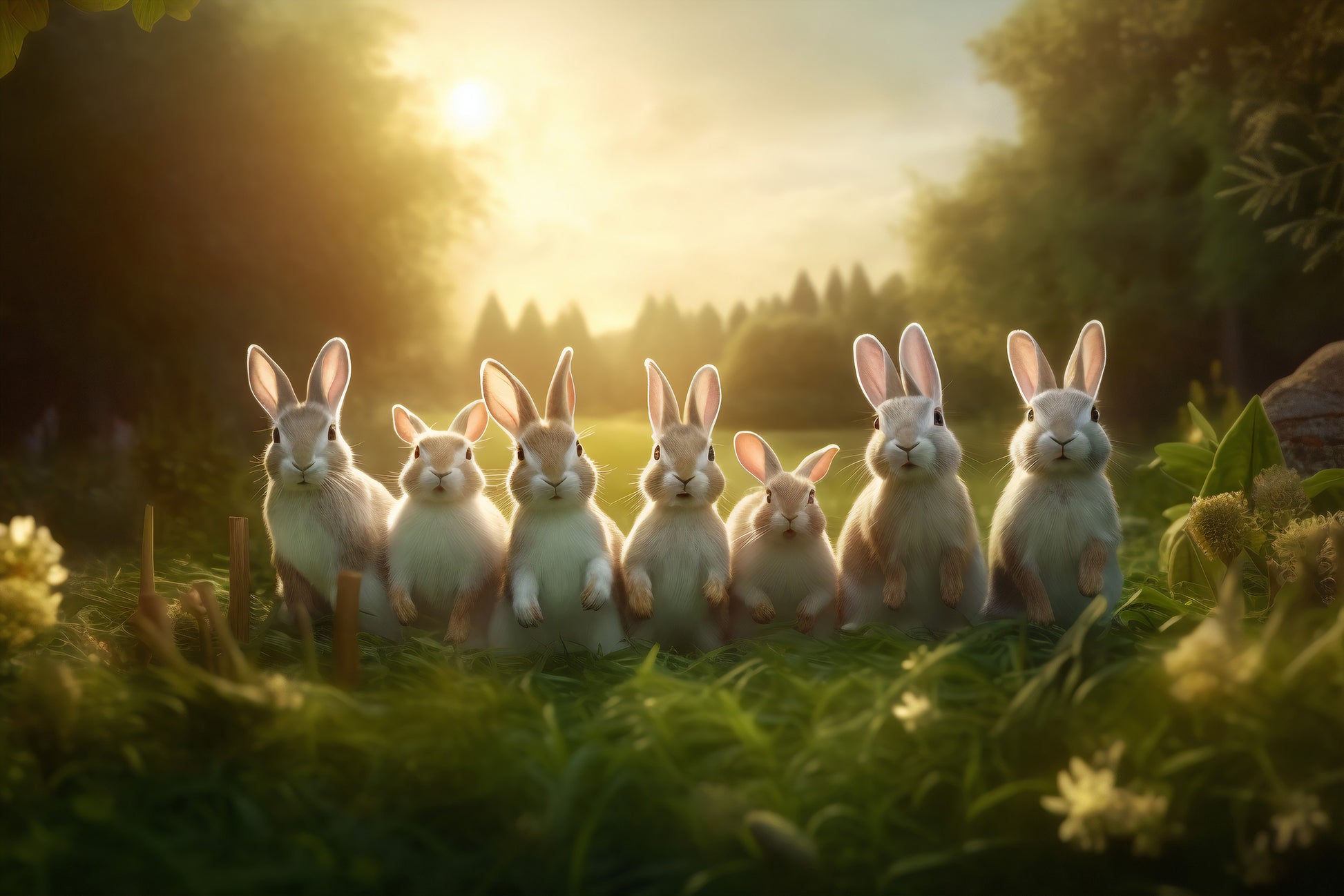 Bunnies Wallpaper for Nursery Room with Cute Rabbit Design