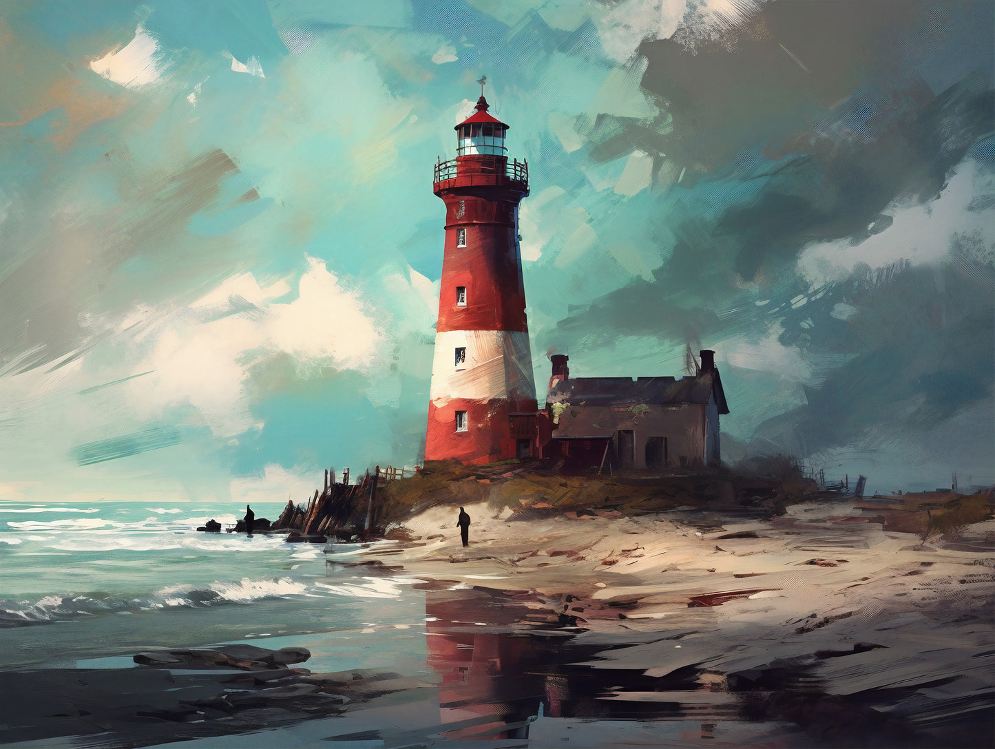 Lighthouse Removable Mural for Coastal Wall Decor