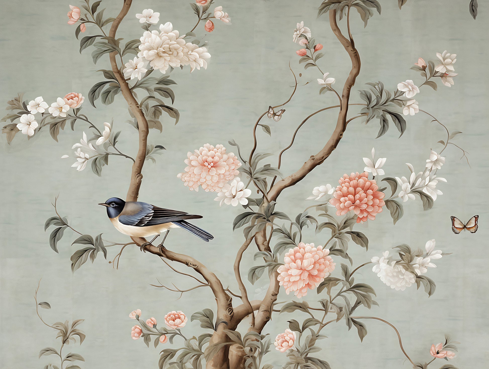 Chinoiserie Peel and Stick Wallpaper | Silver Lake Wall Mural | Non-toxic Removable Mural