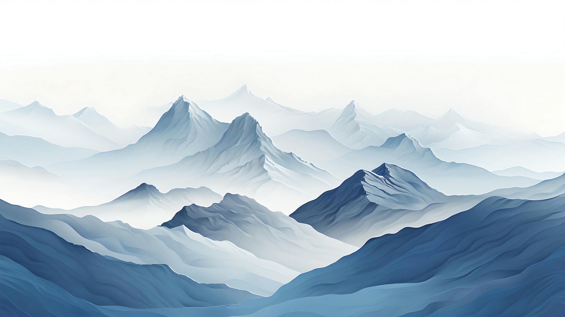 Handcrafted Blue Mountain Wall Mural