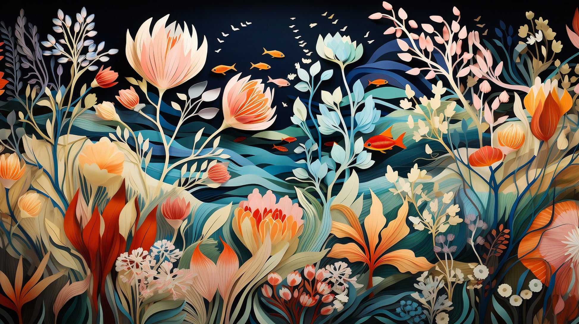 Bright Floral Mural