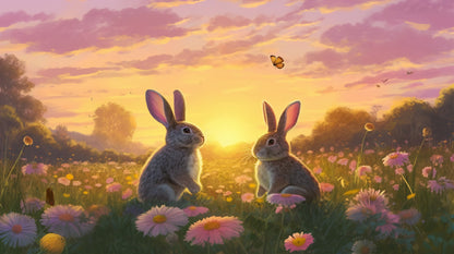 Renter-friendly bunny-themed wall art for playful interiors