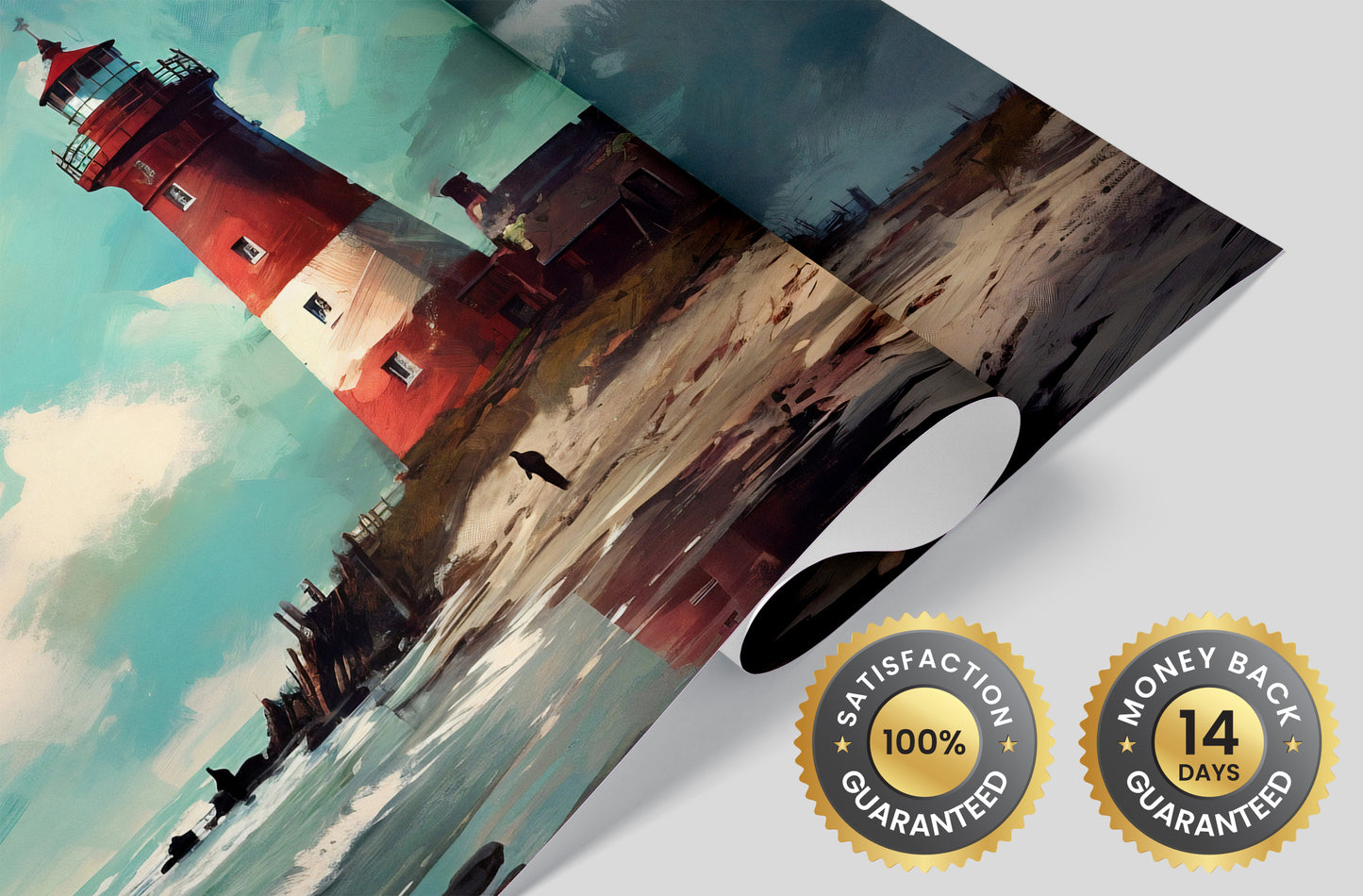 Peel and Stick Nautical Wallpaper with Lighthouse Design
