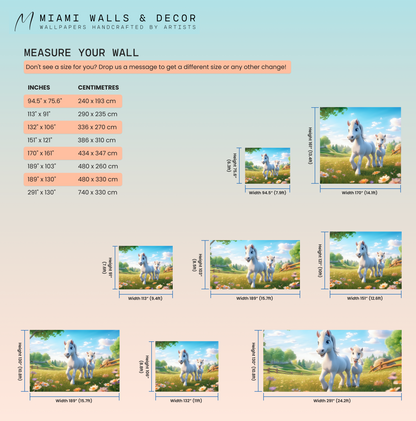 Pony Mural for Kids Room | 3D Horse Mural | Cartoon Character Wallpaper | Horse Peel & Stick Wallpaper | Removable Cartoon Mural for Nursery