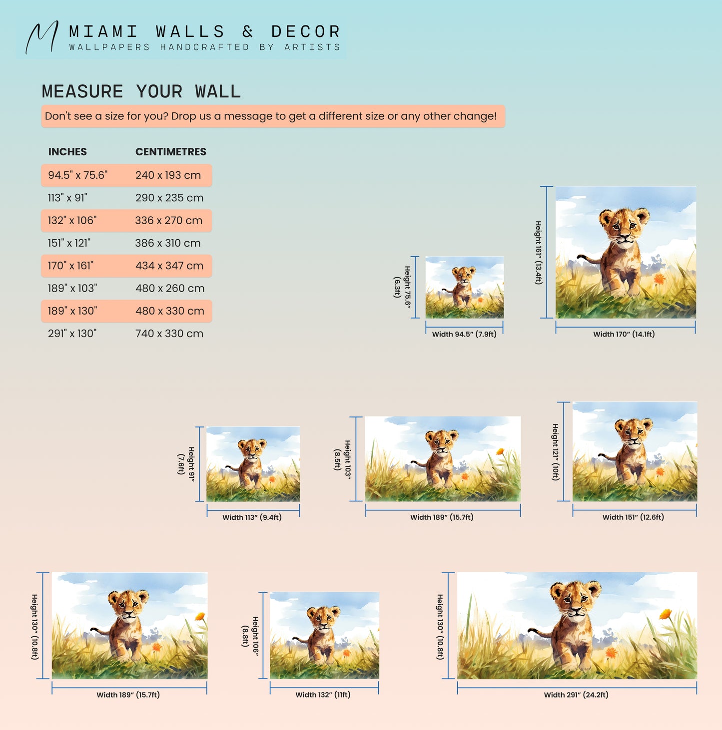 Easy-to-Apply Lion Mural for Quick Installation