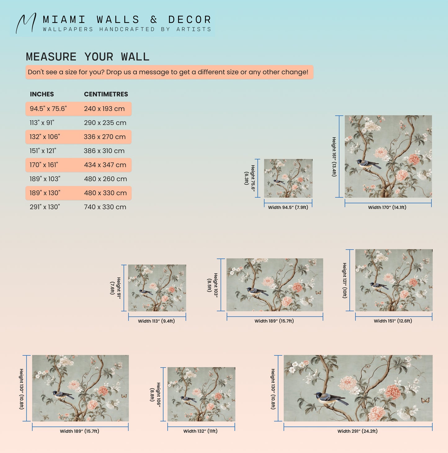 Elegant Silver Lake Chinoiserie Mural | Peel and Stick Chinoiserie Wallpaper | Chinoiserie Art