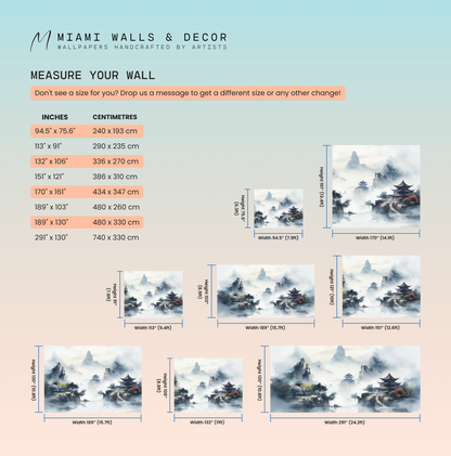 Tranquil Watercolor Mountain Mural