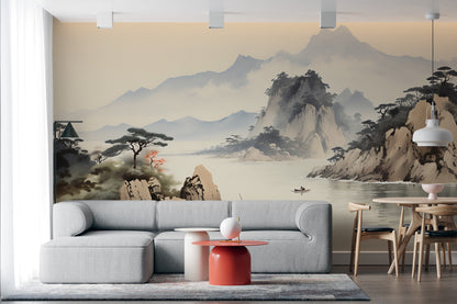 Moody Asian Landscape Peel and Stick Mural