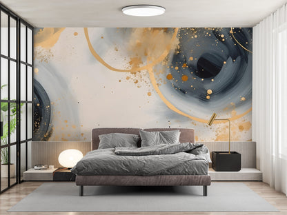 Moody Grey and Gold Peel and Stick Mural