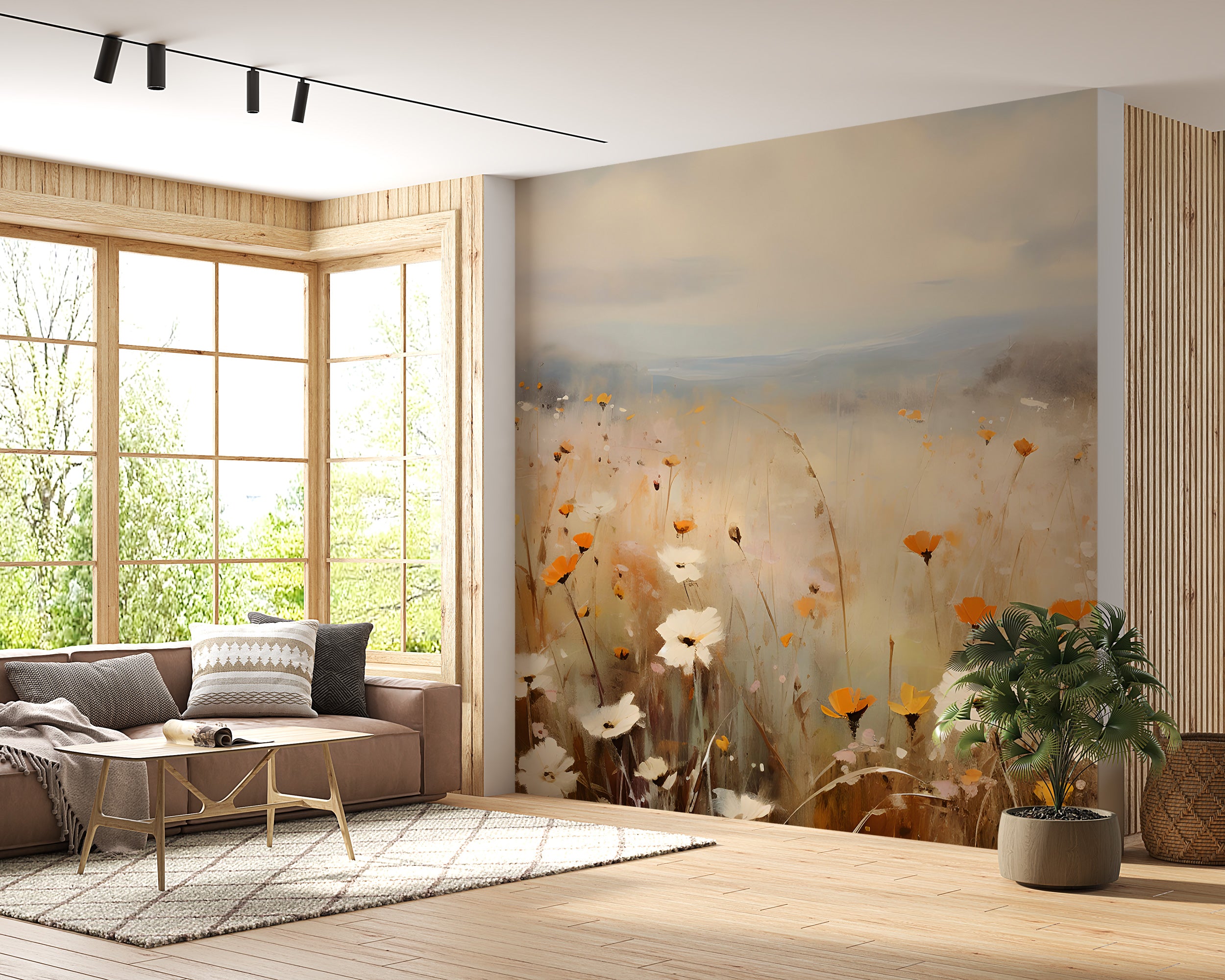 Meadow Floral Landscape Mural | Peel & Stick Wallpaper – Miami Walls ...