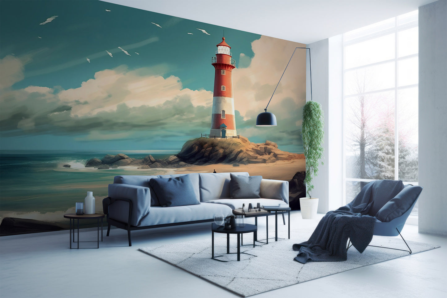 Easy-to-Apply Lighthouse Wall Decal for Effortless Room Transformation