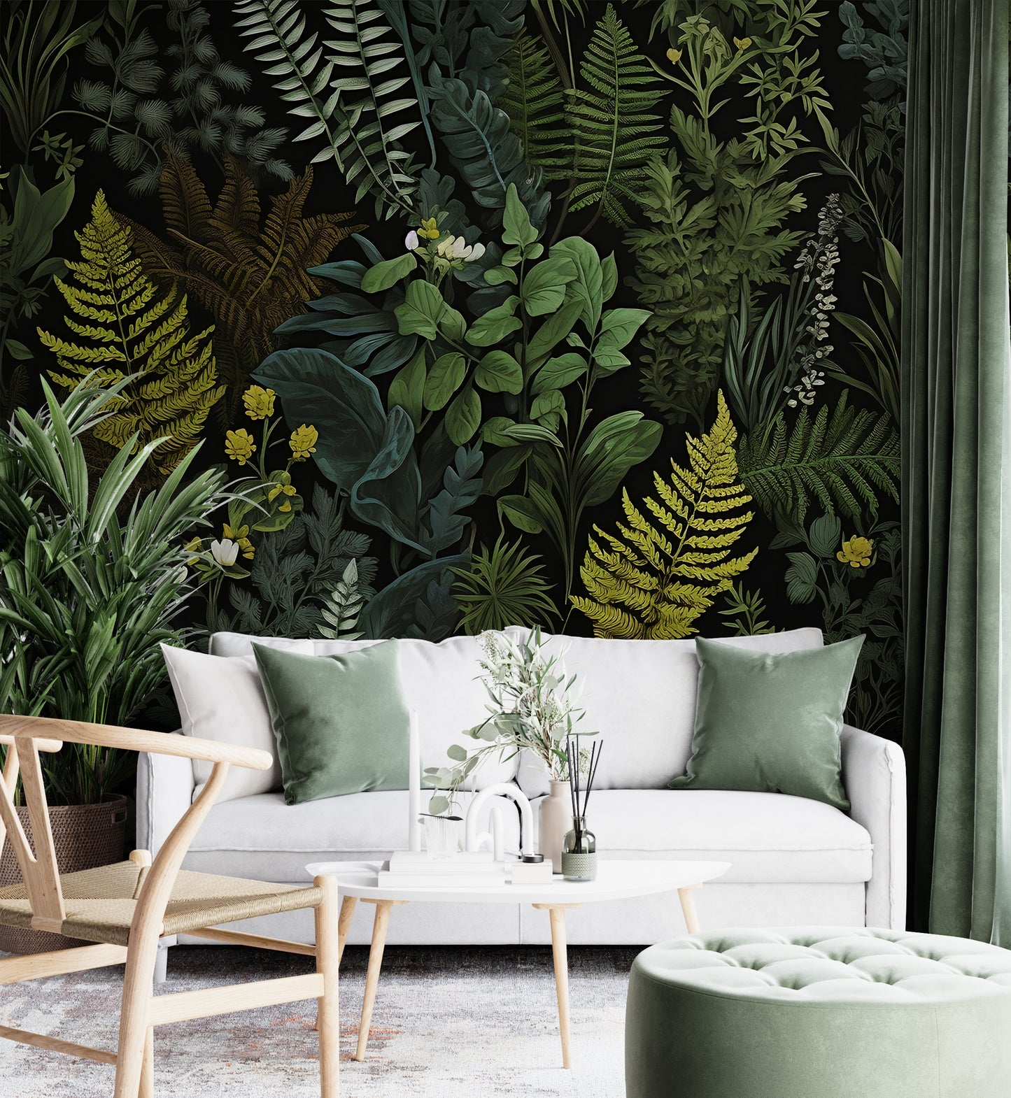 Botanic Living Room Wallpaper - Nature-Inspired Decoration