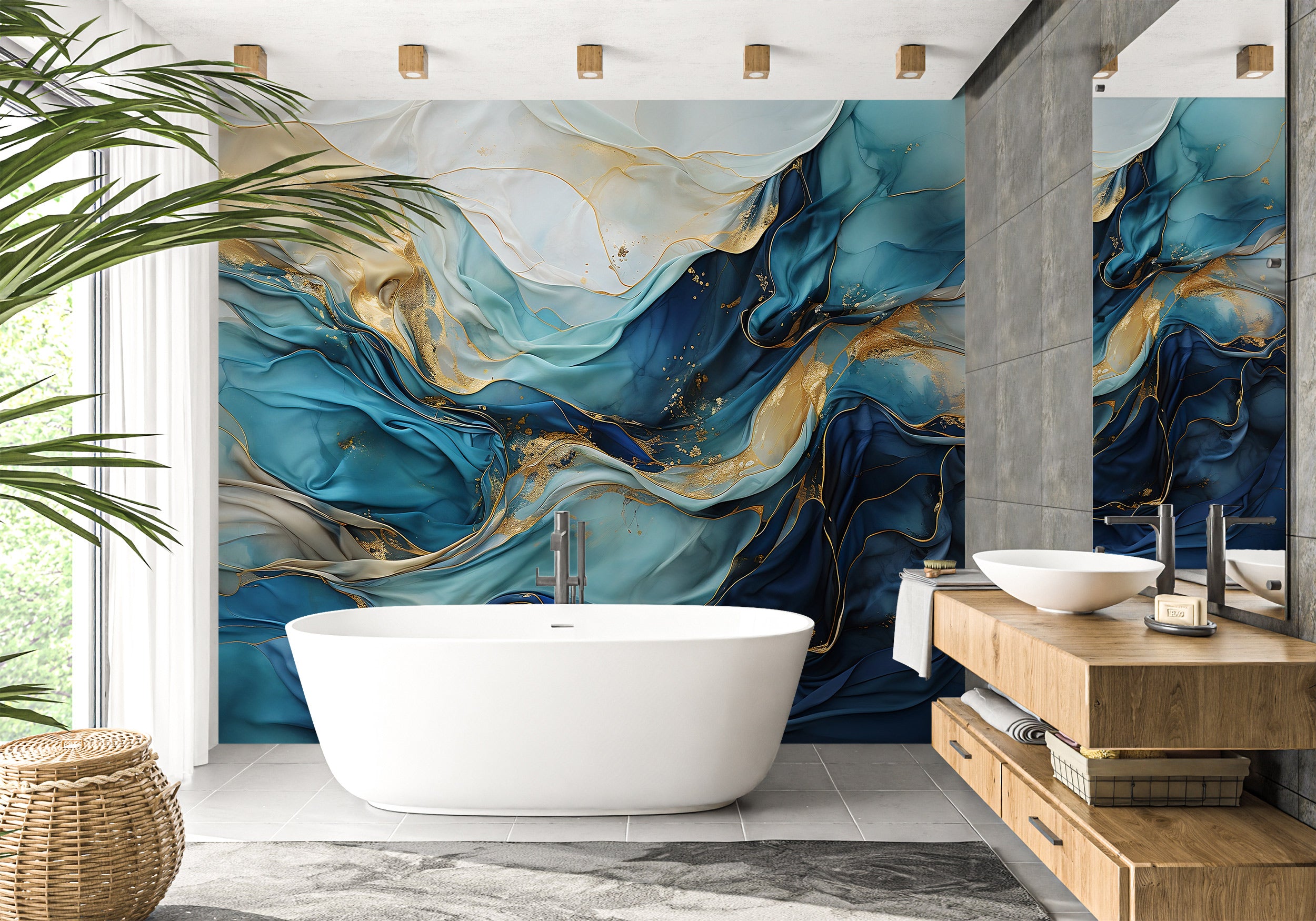 Fluid Artistic Wall Design - Self-Adhesive Wallpaper