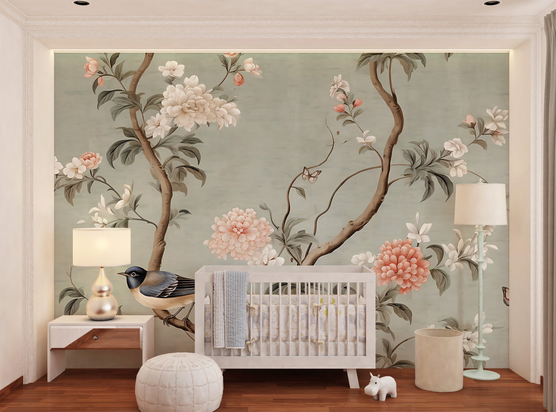 Chinoiserie Wallpaper for Walls | Silver Lake Wall Mural | Chinoiserie Home Decor
