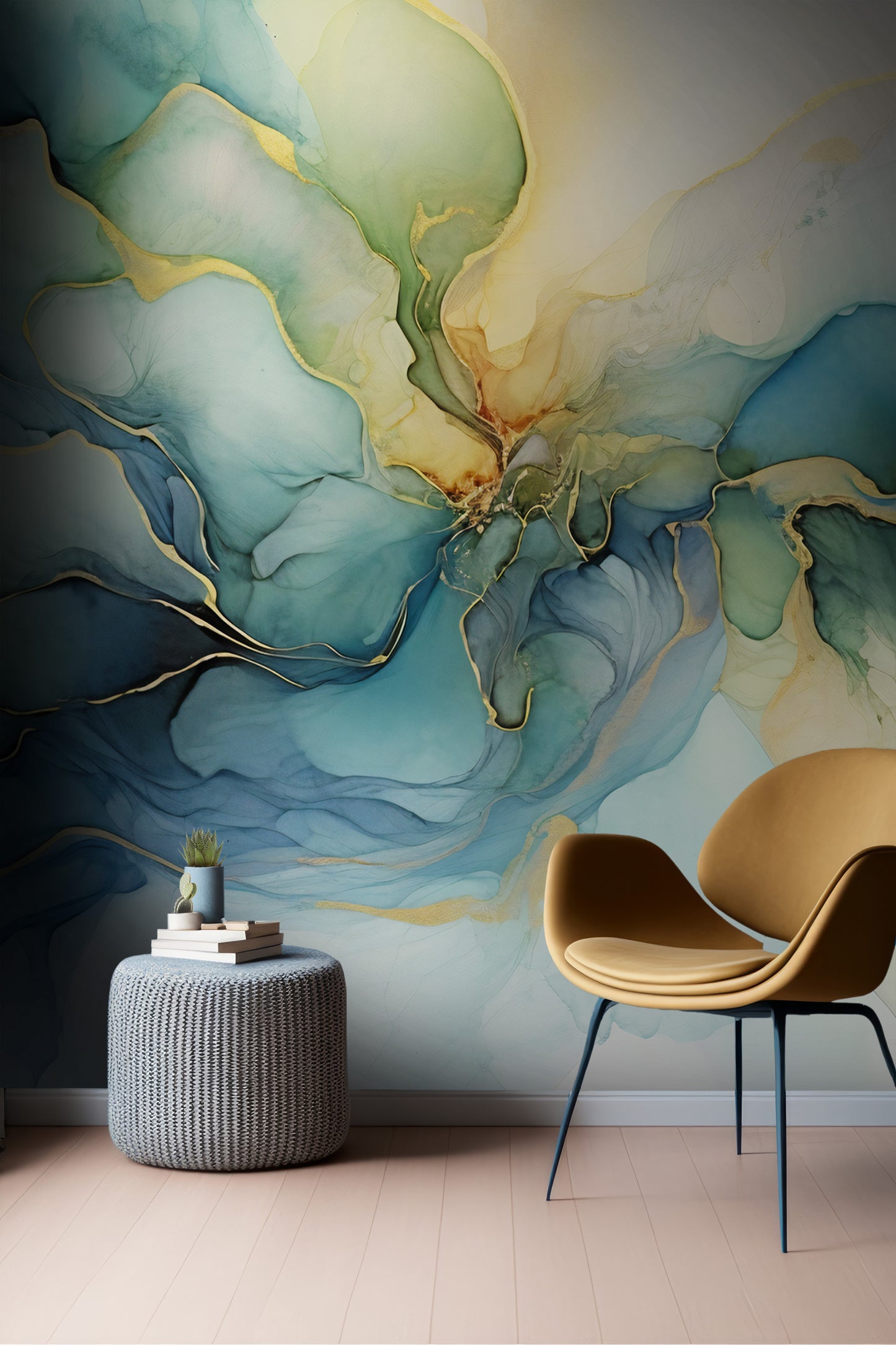 Renters' Dream: Easy-to-Install Watercolor Abstract Mural