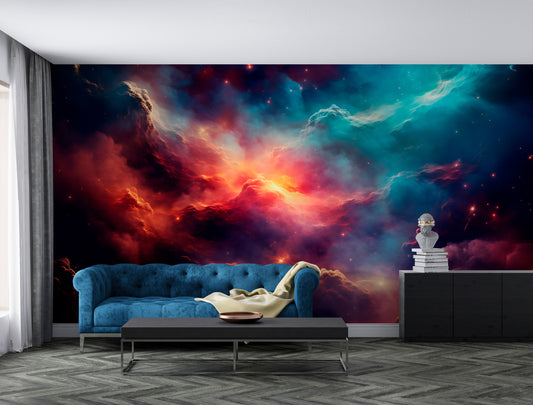 Space Wallpaper with Cosmic Galaxy Scene