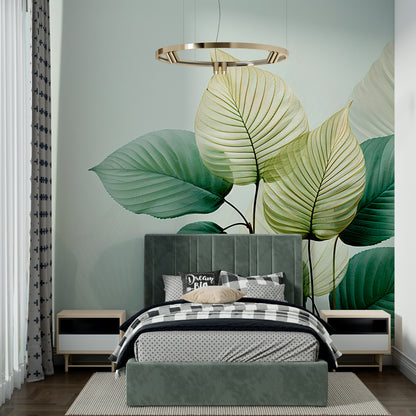 Natural Inspired Gold and Green Mural for Bedroom