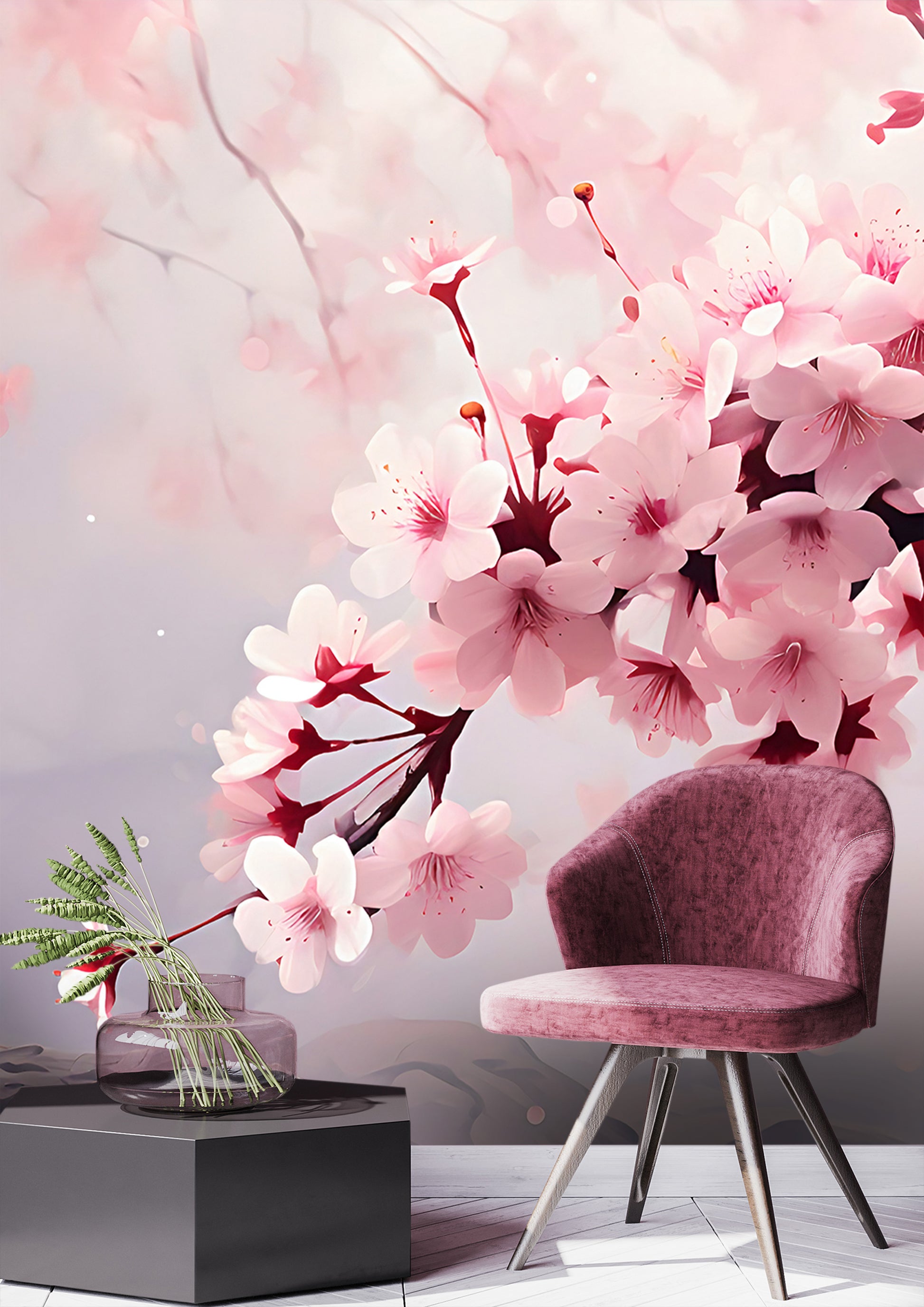 Renter-Friendly Sakura Branch Wall Decal