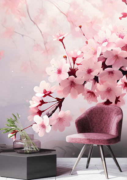 Renter-Friendly Sakura Branch Wall Decal