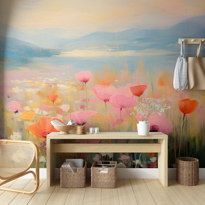 Renter Friendly Poppy Landscape Mural