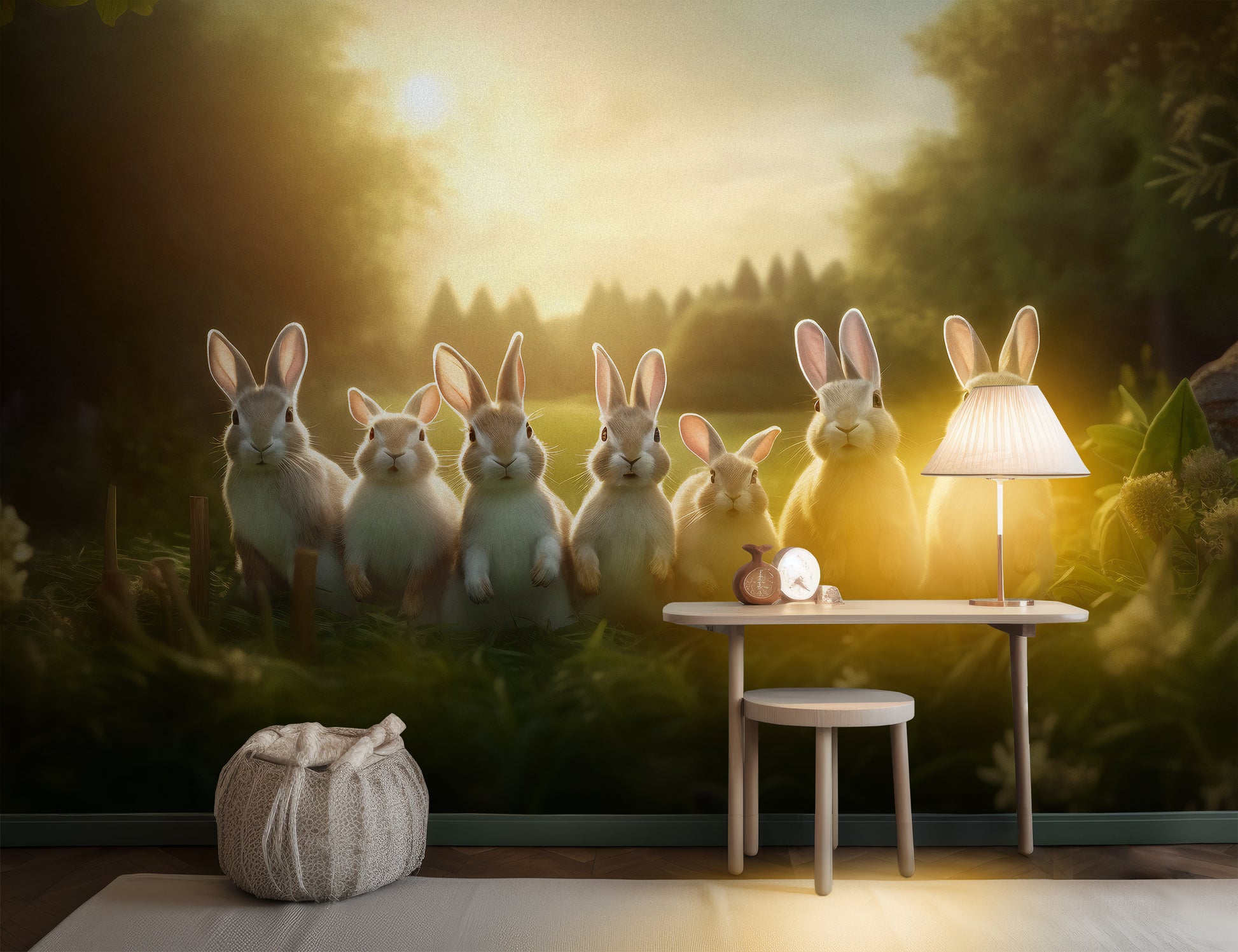 PVC-Free Bunnies Wallpaper for Whimsical Nursery Themes