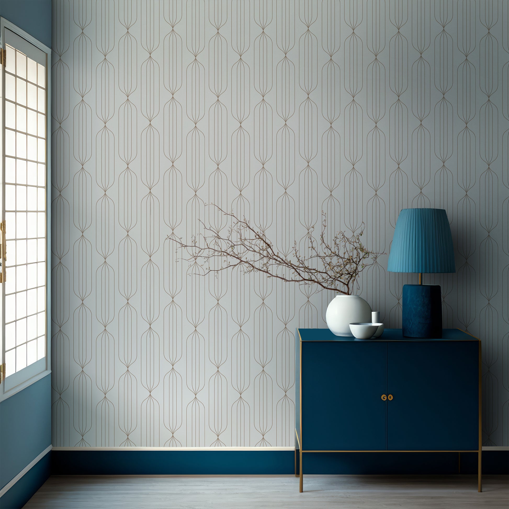 Beige Wallpaper for Refined Home Interiors in Art Deco Style