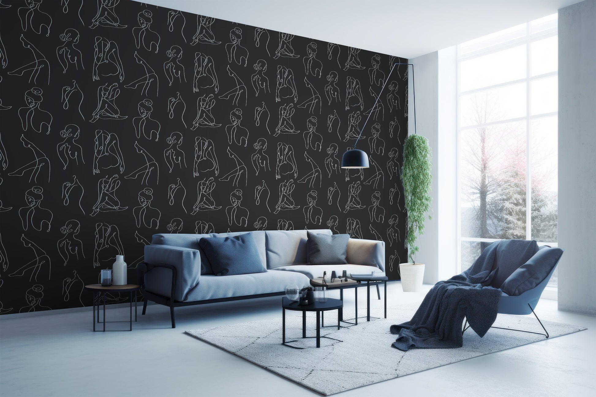 Empowering Line Art Wallpaper with Removable Feature for Personalized Spaces