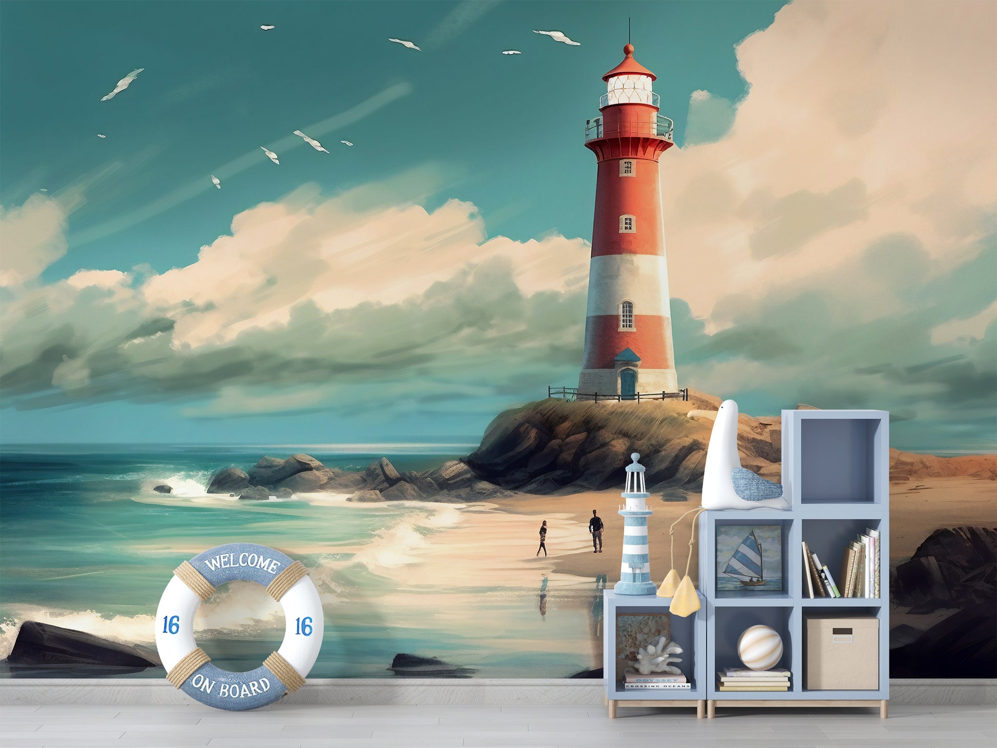 Removable Coastal Mural for Seaside-Inspired Home Decor