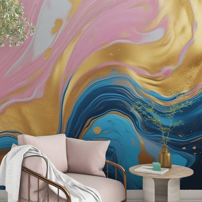 Captivating Abstract Liquid Wallpaper for Stylish Bathroom Decoration