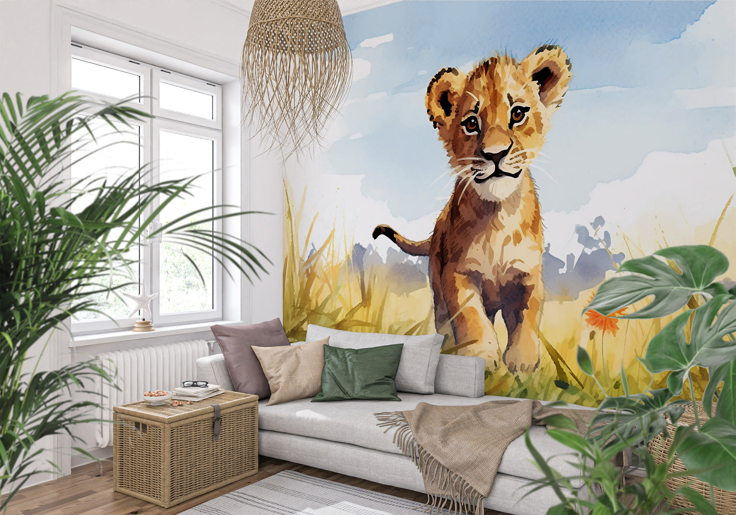 Watercolor Safari Wallpaper for Stylish Interiors