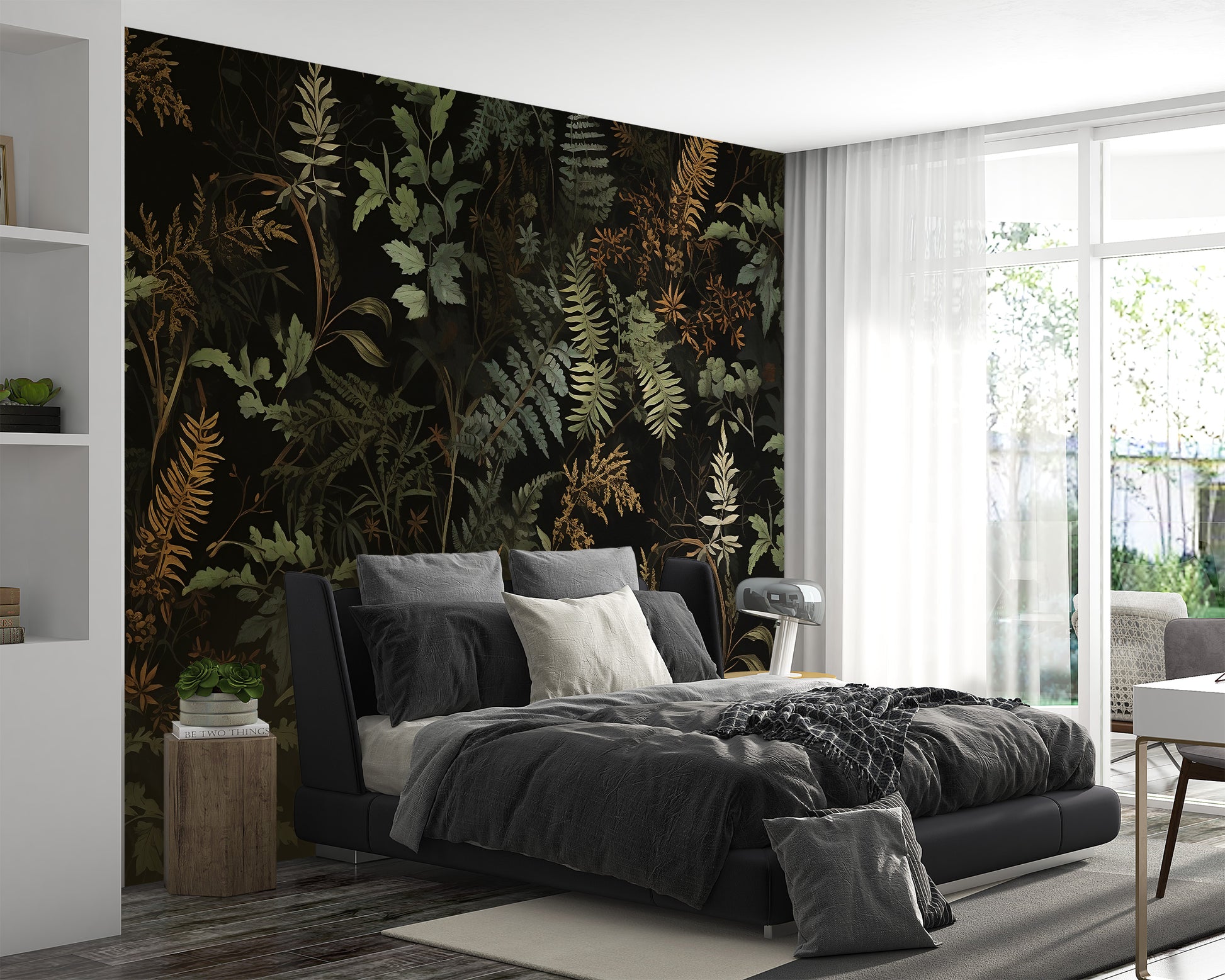 Self-Adhesive Dark Botanic Mural - PVC Free Wall Decoration