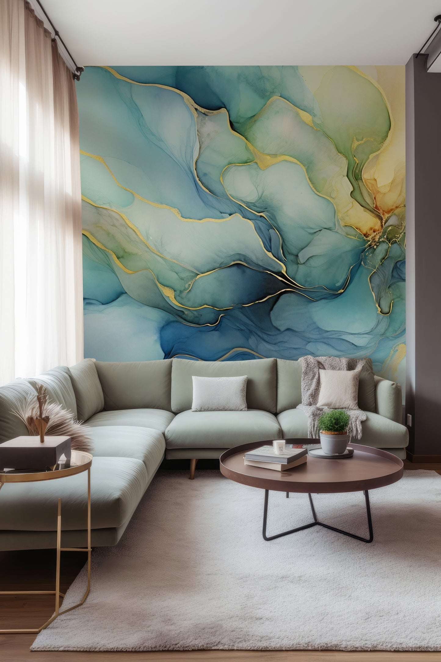 Removable Watercolor Abstract Mural for DIY Decor