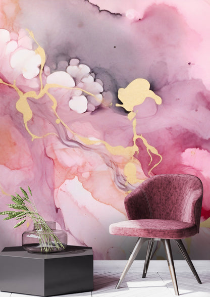 Abstract Watercolor Accent Wall