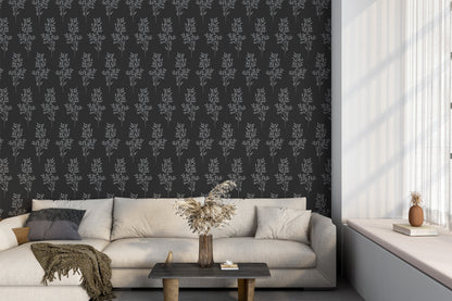 Enhance your space with eco-friendly black floral wallpaper