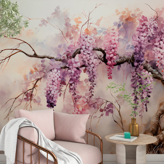 Watercolor Tree Wallpaper for Tranquil Spaces