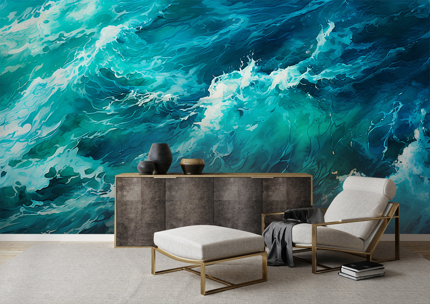 Relaxing Blue Waves Removable Mural