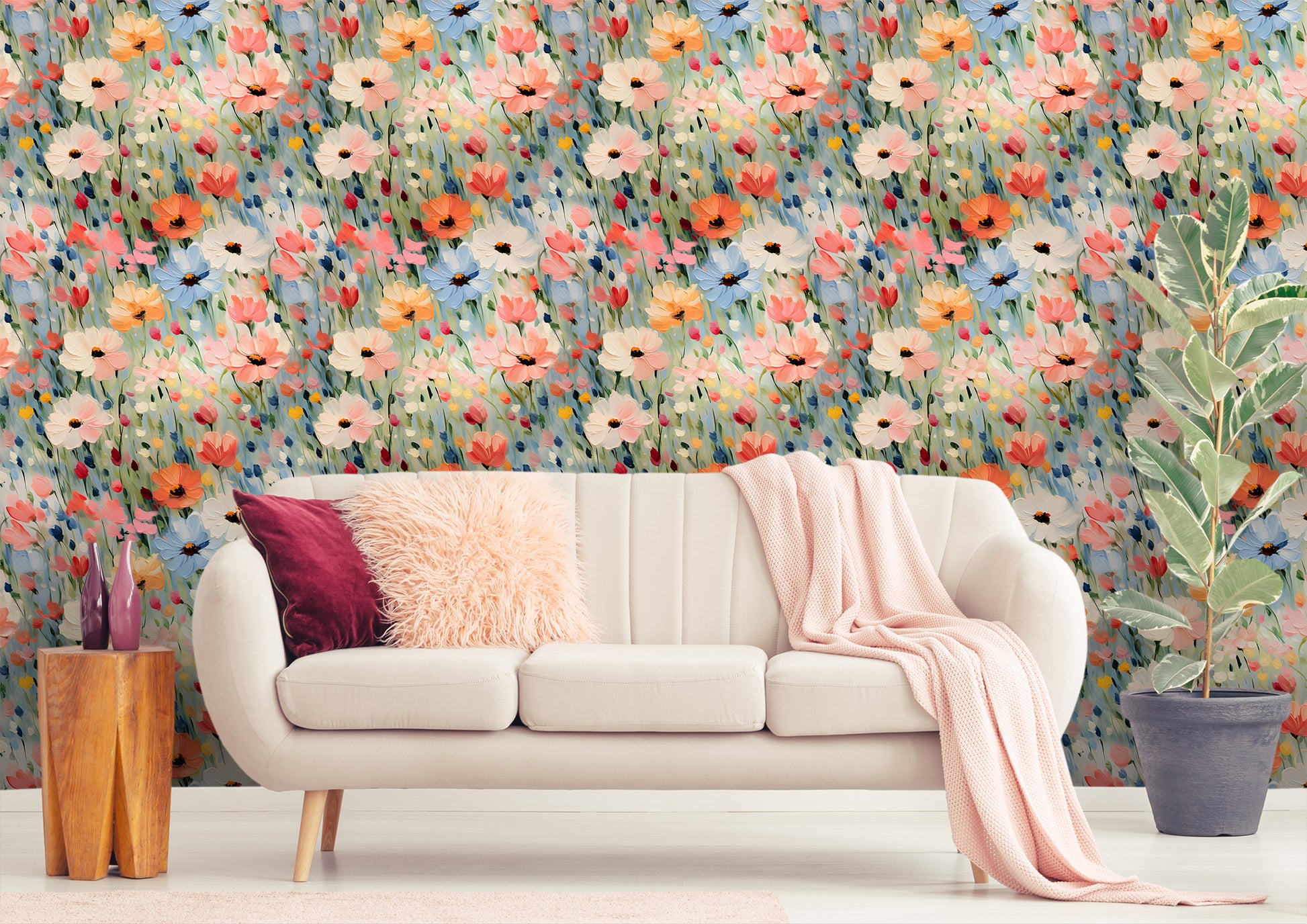 Colorful Floral Peel and Stick Wallpaper