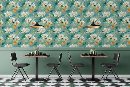 Green Botanical Removable Wall Covering