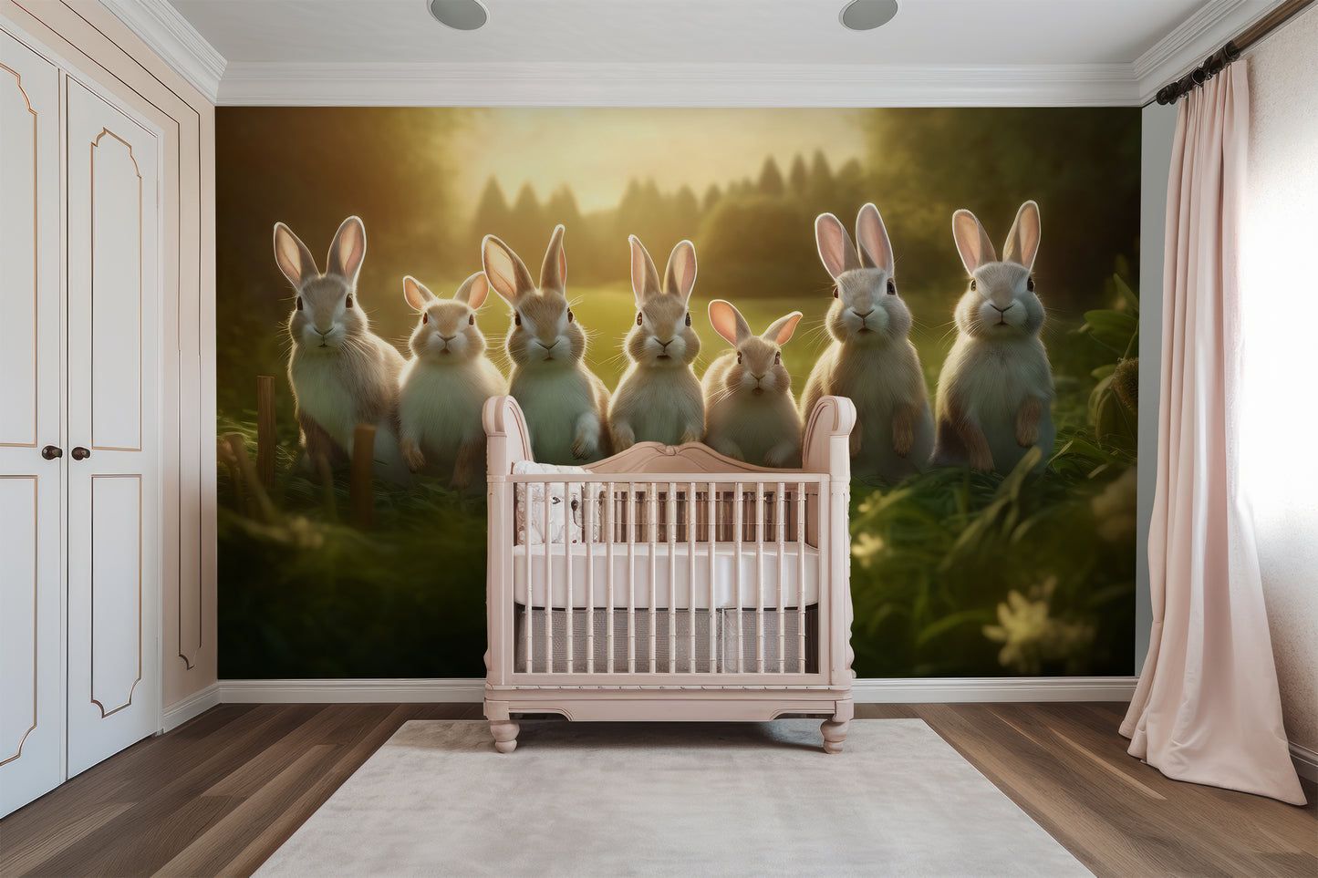 Playful Animal Removable Mural with Bunny Design for DIY Projects